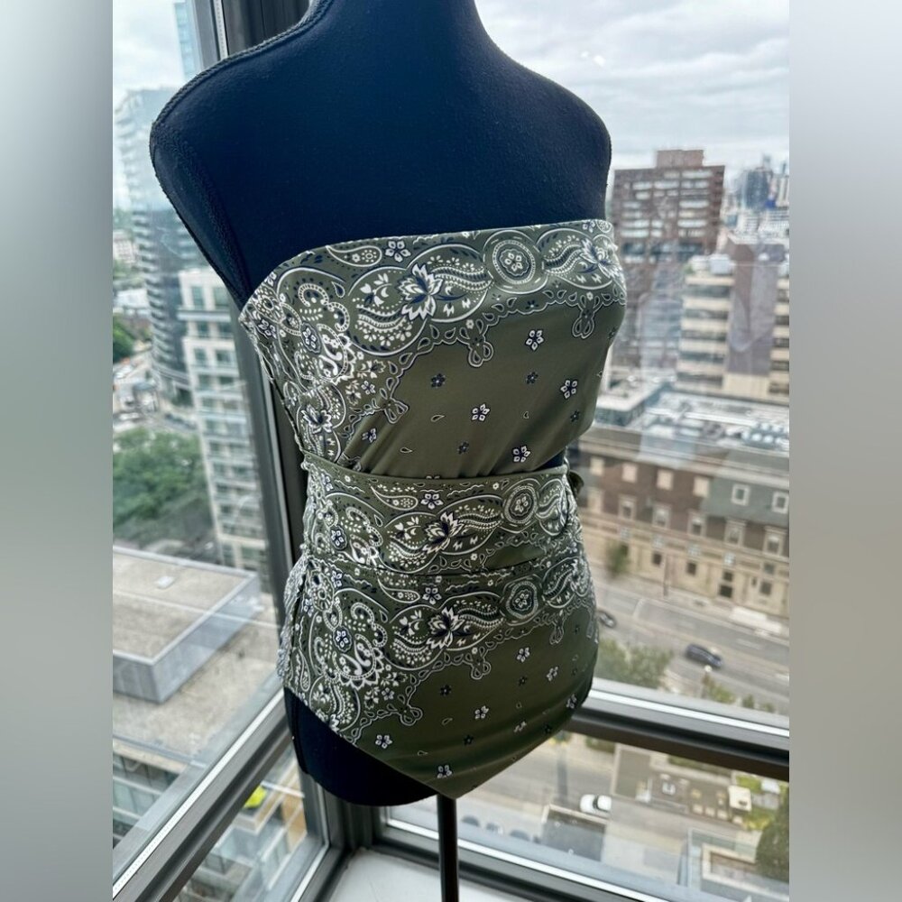 🆕 ZIMMERMANN 🧿 NWOT Paisley Scarf Sculpt Bandeau Swimsuit - Sz 3 - US 8, Green - Picture 6 of 15